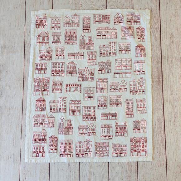 Dille & Kamille red façades 100% organic tea towel - Picture 1 of 7